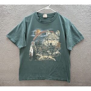 Vintage CMJ Shirt Adult Large Green Single Stitch Crewneck Nature Grunge 90s